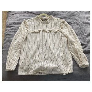 MADEWELL ivory cotton eyelet puff-sleeve blouse - Sz. Medium